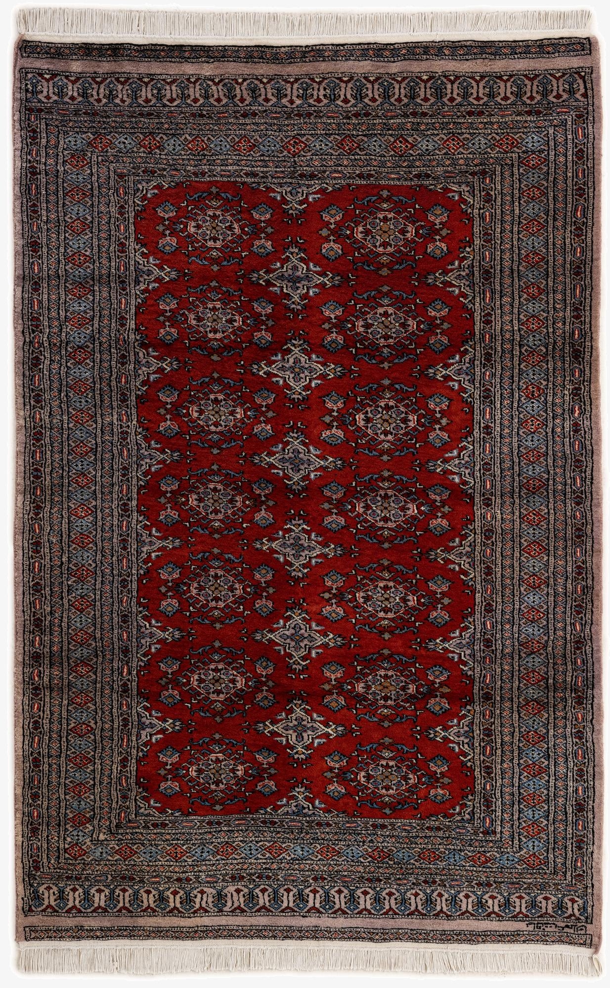 4' 2 x 6' 5  Hand Knotted Bokhara Oriental Wool Rug