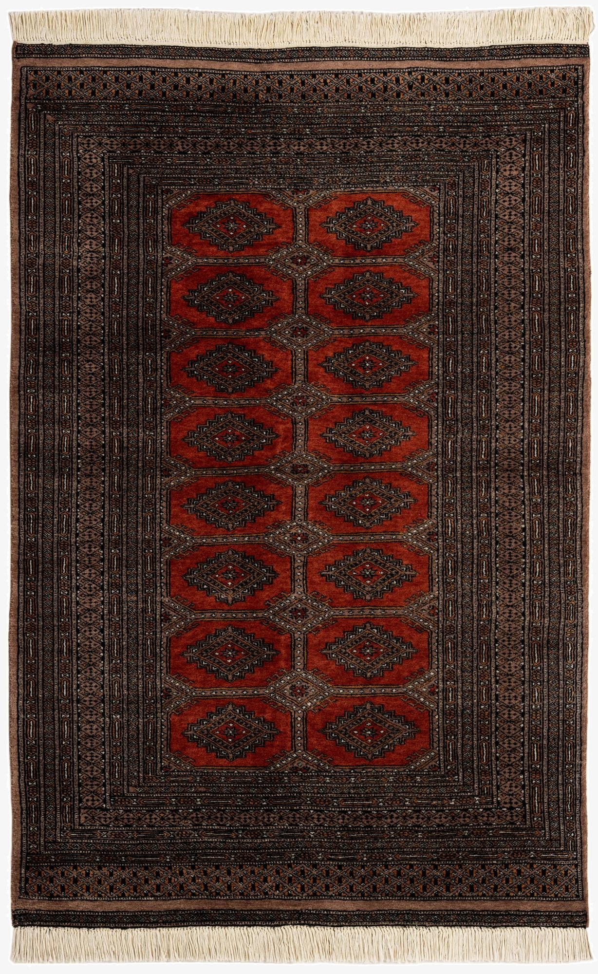 4' 1 x 6' 1  Hand Knotted Bokhara Oriental Wool Rug