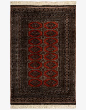 4' 1 x 6' 1 Hand Knotted Bokhara Oriental Wool Rug