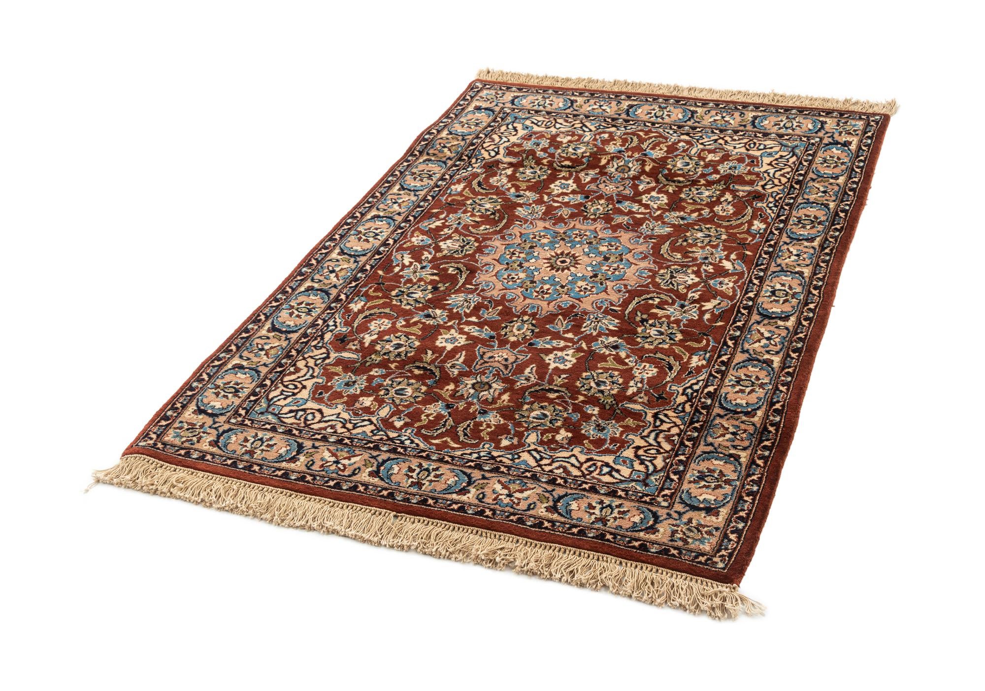 4' x 6' Hand Knotted Isfahan Oriental Wool Rug
