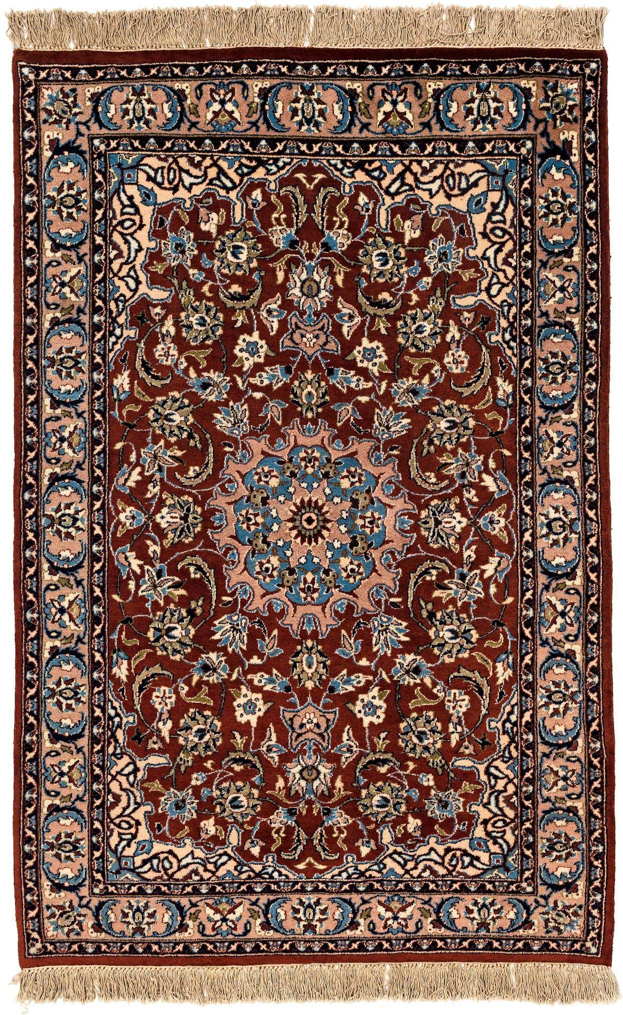 4' x 6' Hand Knotted Isfahan Oriental Wool Rug