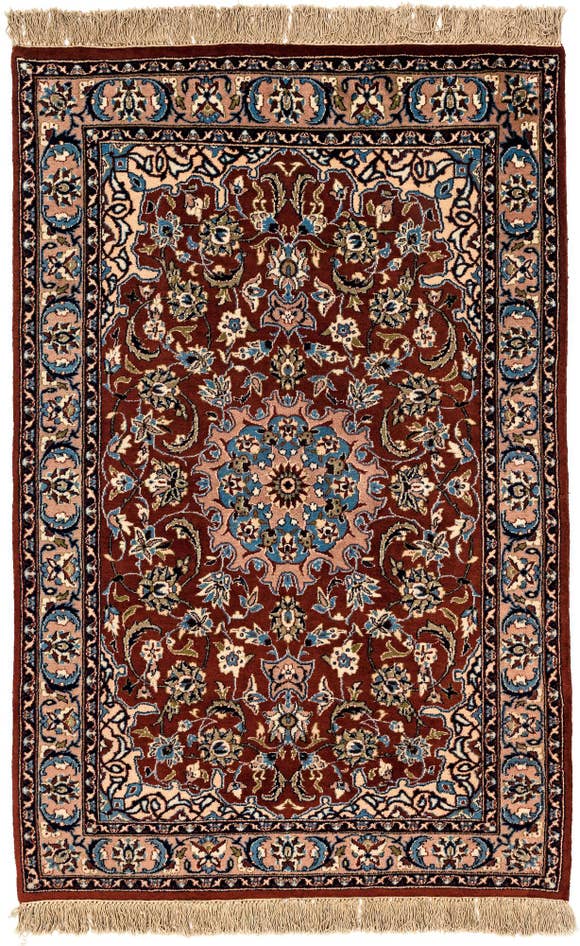 Detail image of 4' x 6' Hand Knotted Isfahan Oriental Wool Rug