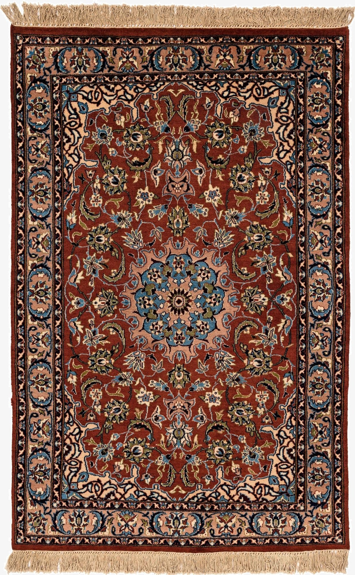 4' x 6' 1  Hand Knotted Isfahan Oriental Wool Rug