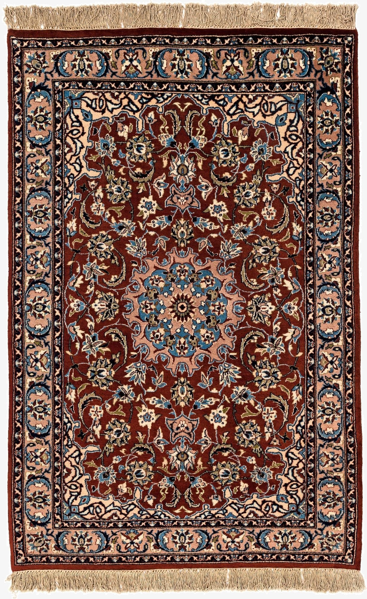 4' x 6'  Hand Knotted Isfahan Oriental Wool Rug
