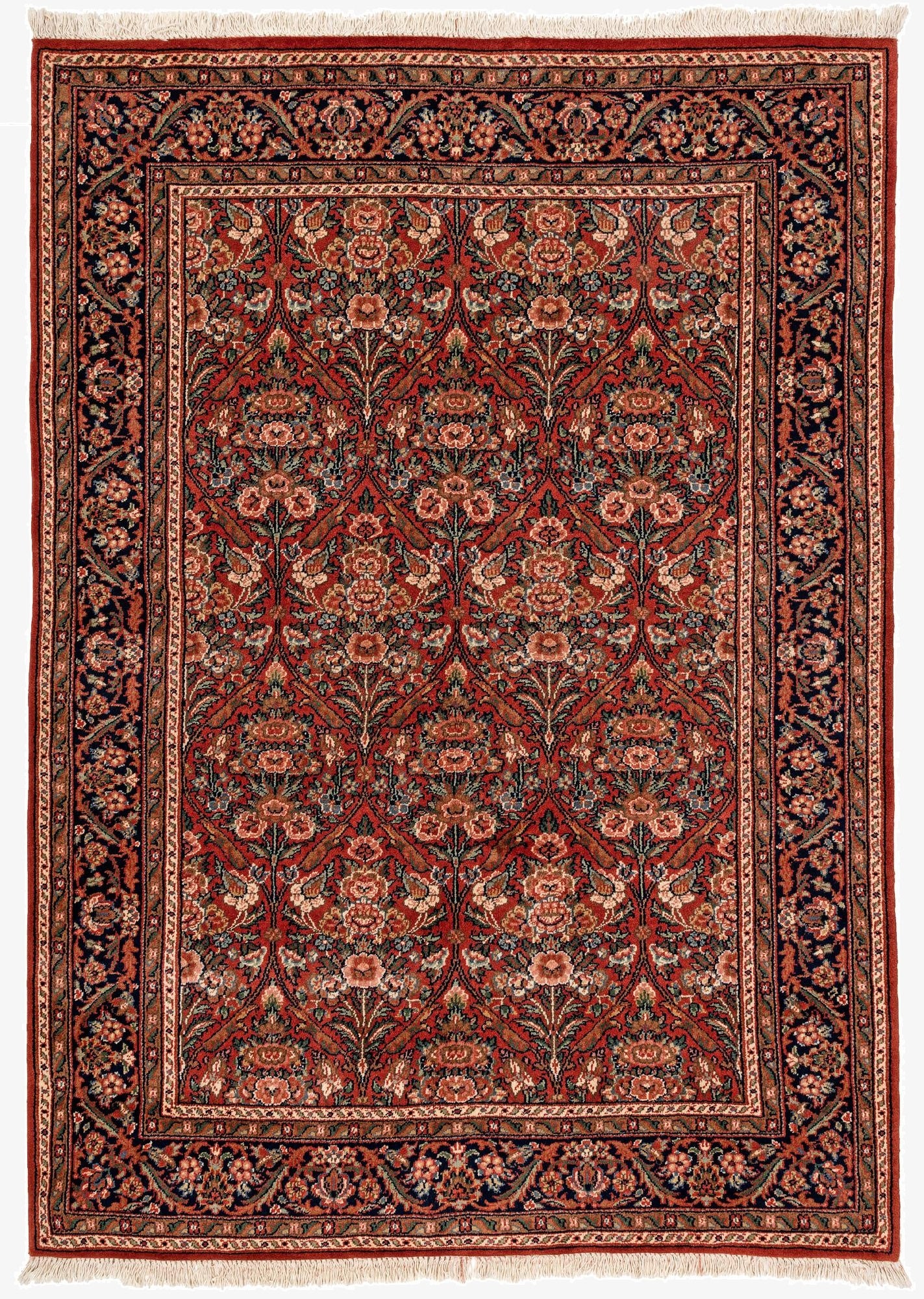 4' 4 x 6' 2  Hand Knotted Isfahan Wool Rug