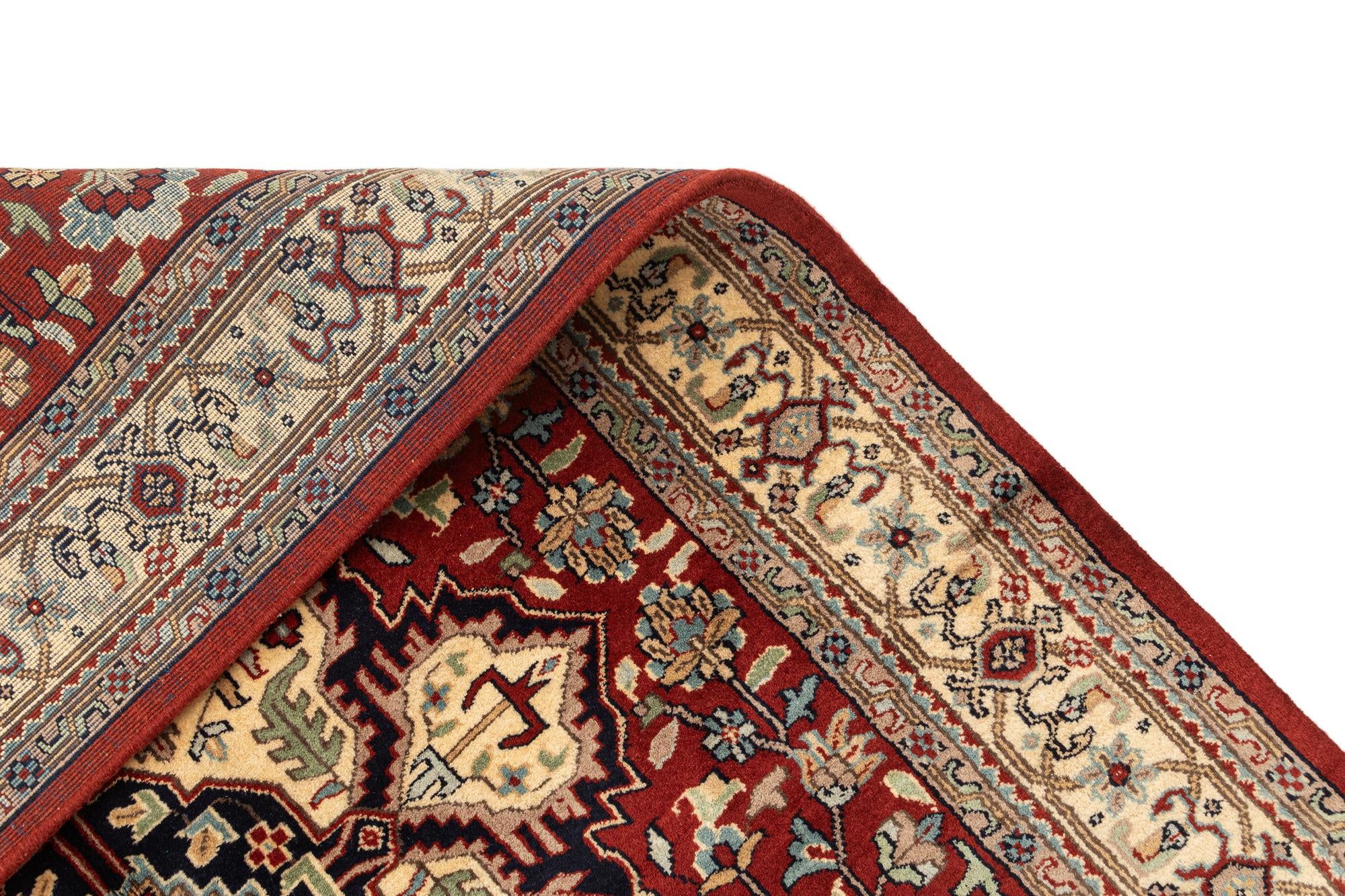 4' 3 x 6' 8 Hand Knotted Jaipur Agra Oriental Wool Rug