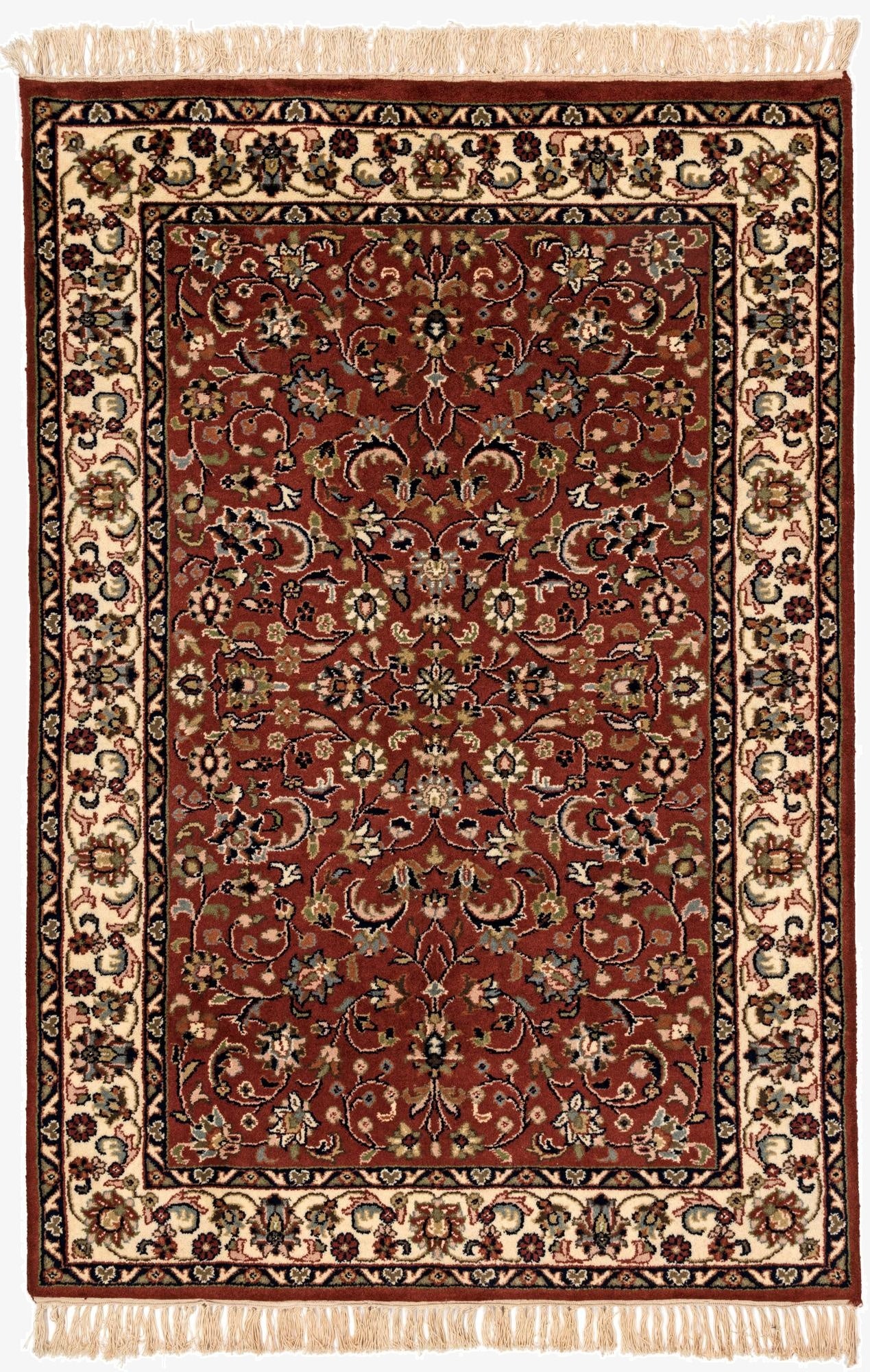 4' x 6'  Hand Knotted Kashan Wool Rug