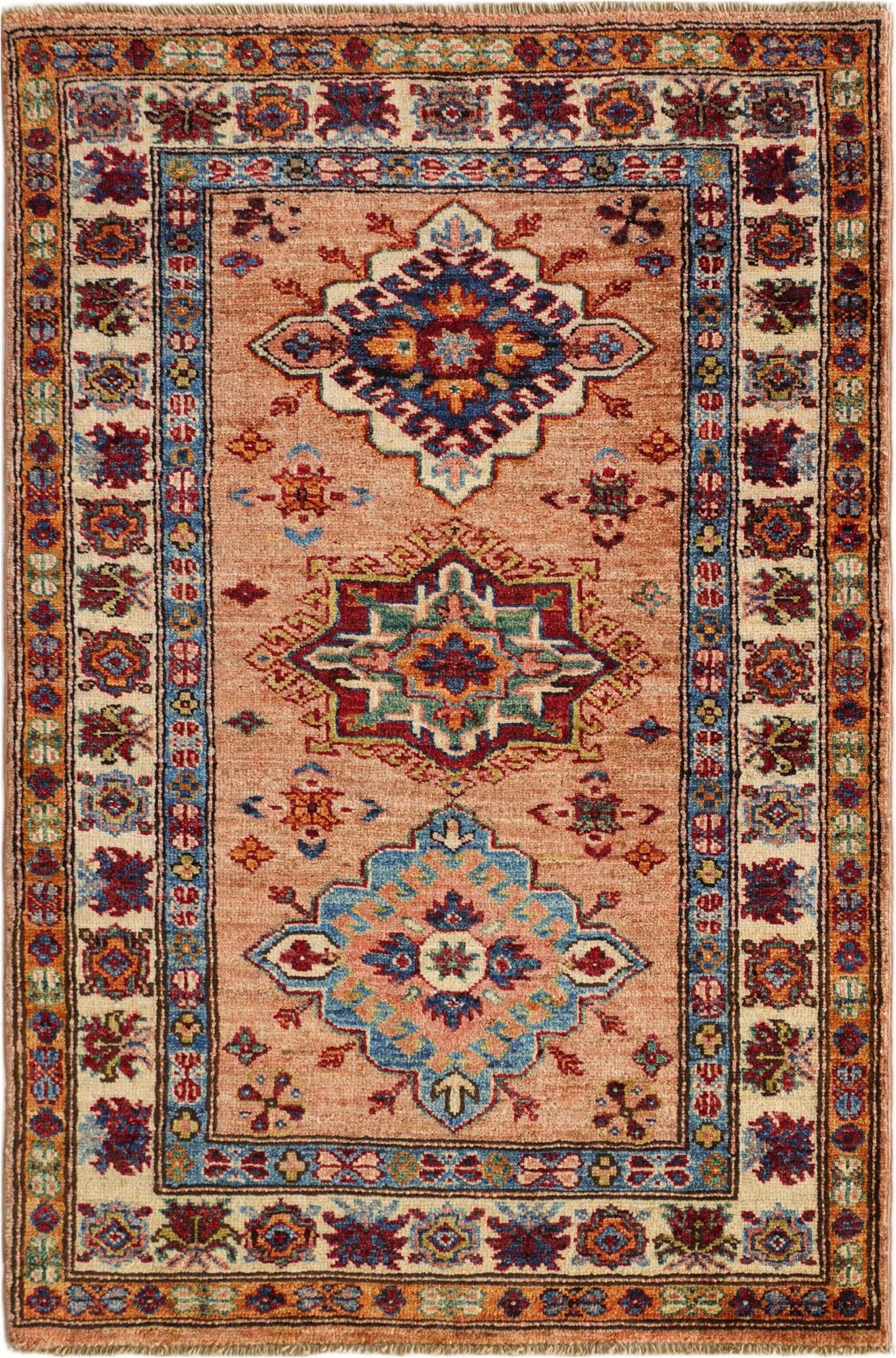 2' 8 x 4' Hand Knotted Kazak Rug