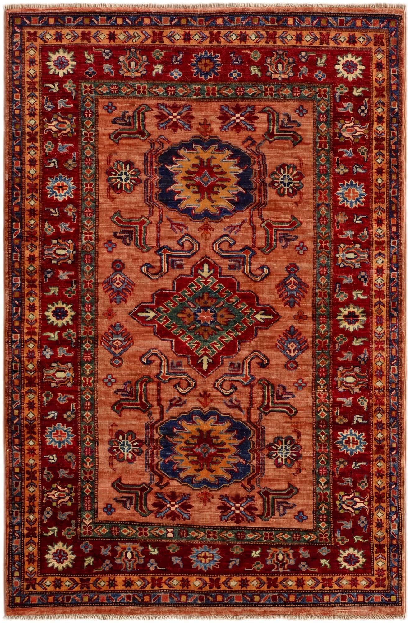 3' 4 x 5' Hand Knotted Kazak Rug