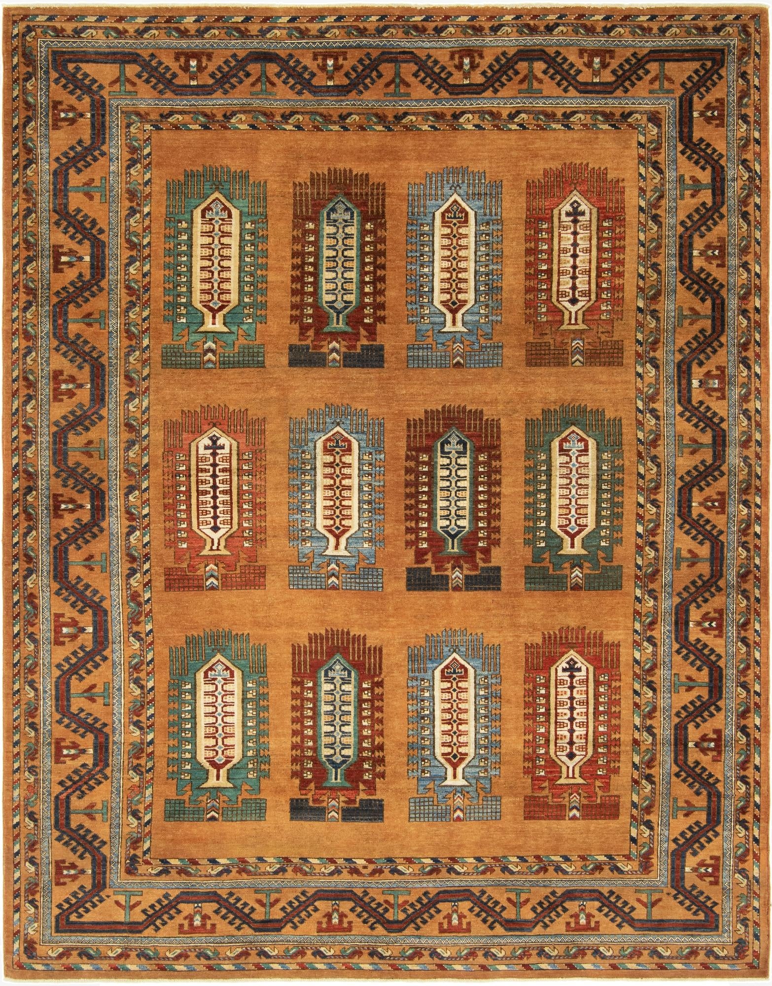 7' 2 x 9' 5  Hand Knotted Kazak Rug