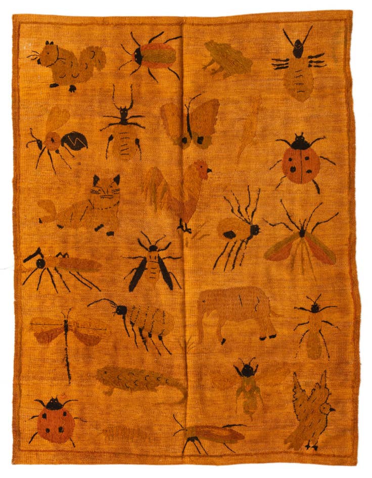 Detail image of 4' 2 x 5' 8 Hand Woven Kilim Suzani Wool Rug