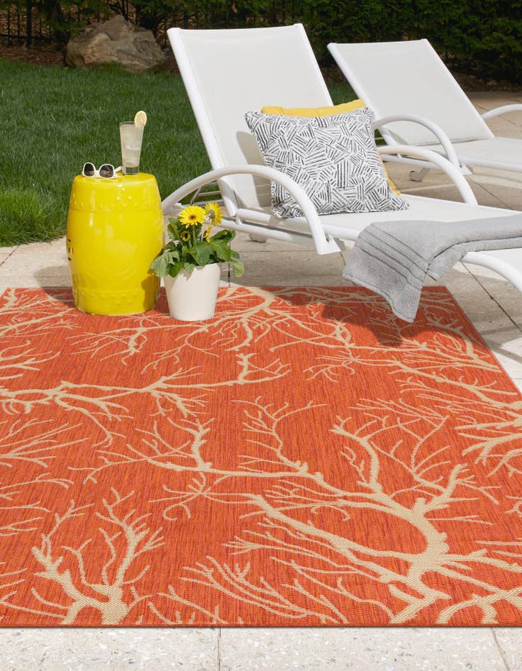 Detail image of 8' x 11' 4 Easy-Clean Botanical Indoor / Outdoor Rug