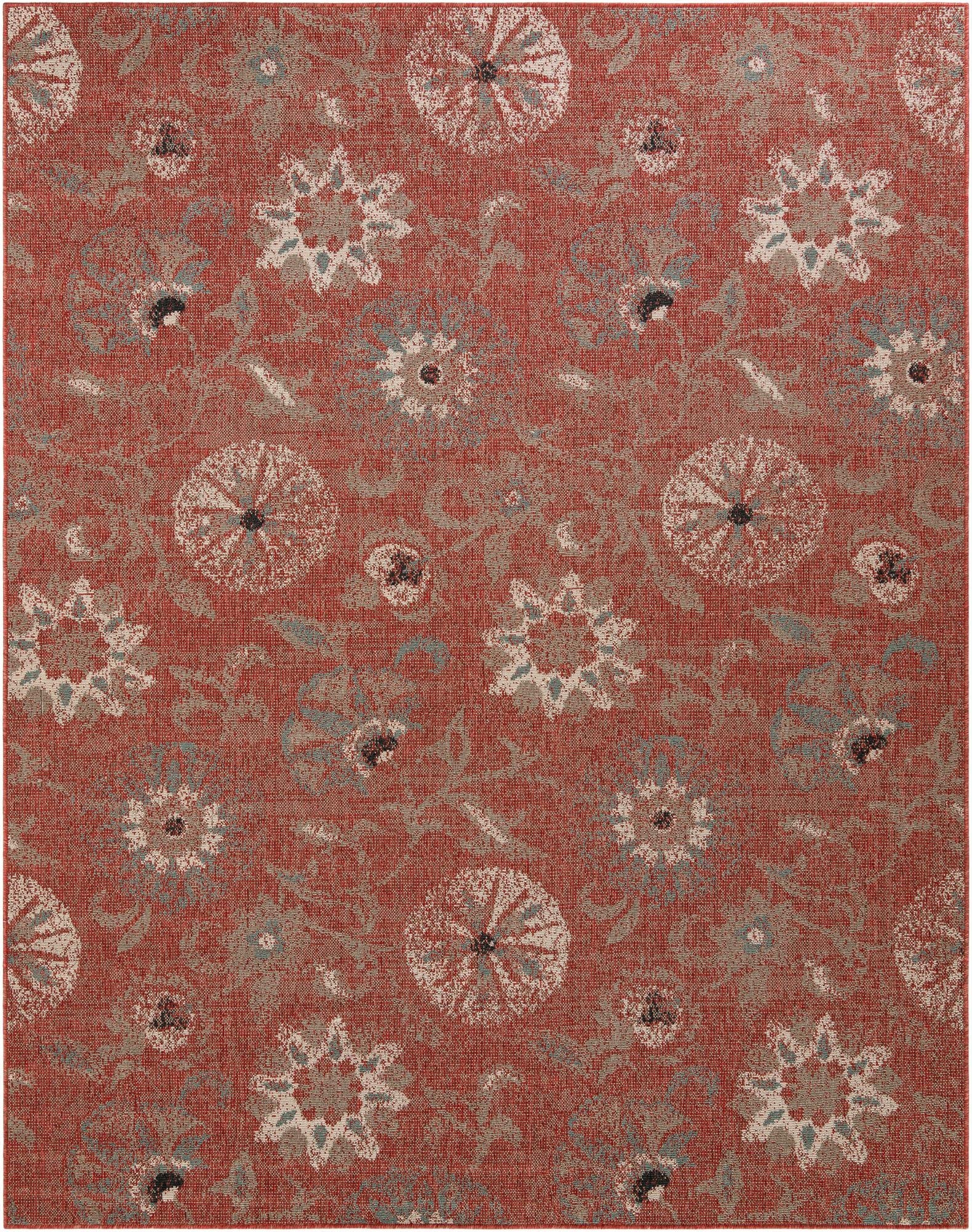 Primary image 7' 10 x 10'  Washable Botanical Indoor / Outdoor Rug