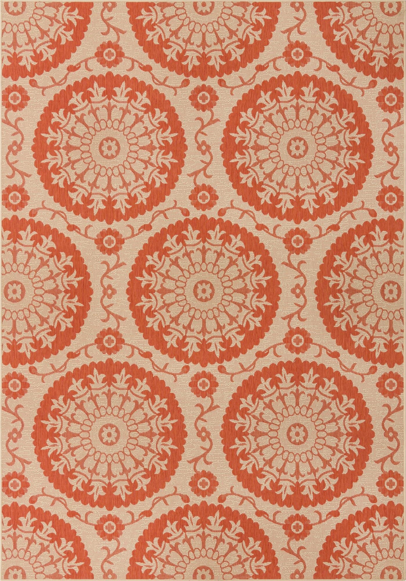 8' x 11' 4 Washable Botanical Indoor / Outdoor Rug