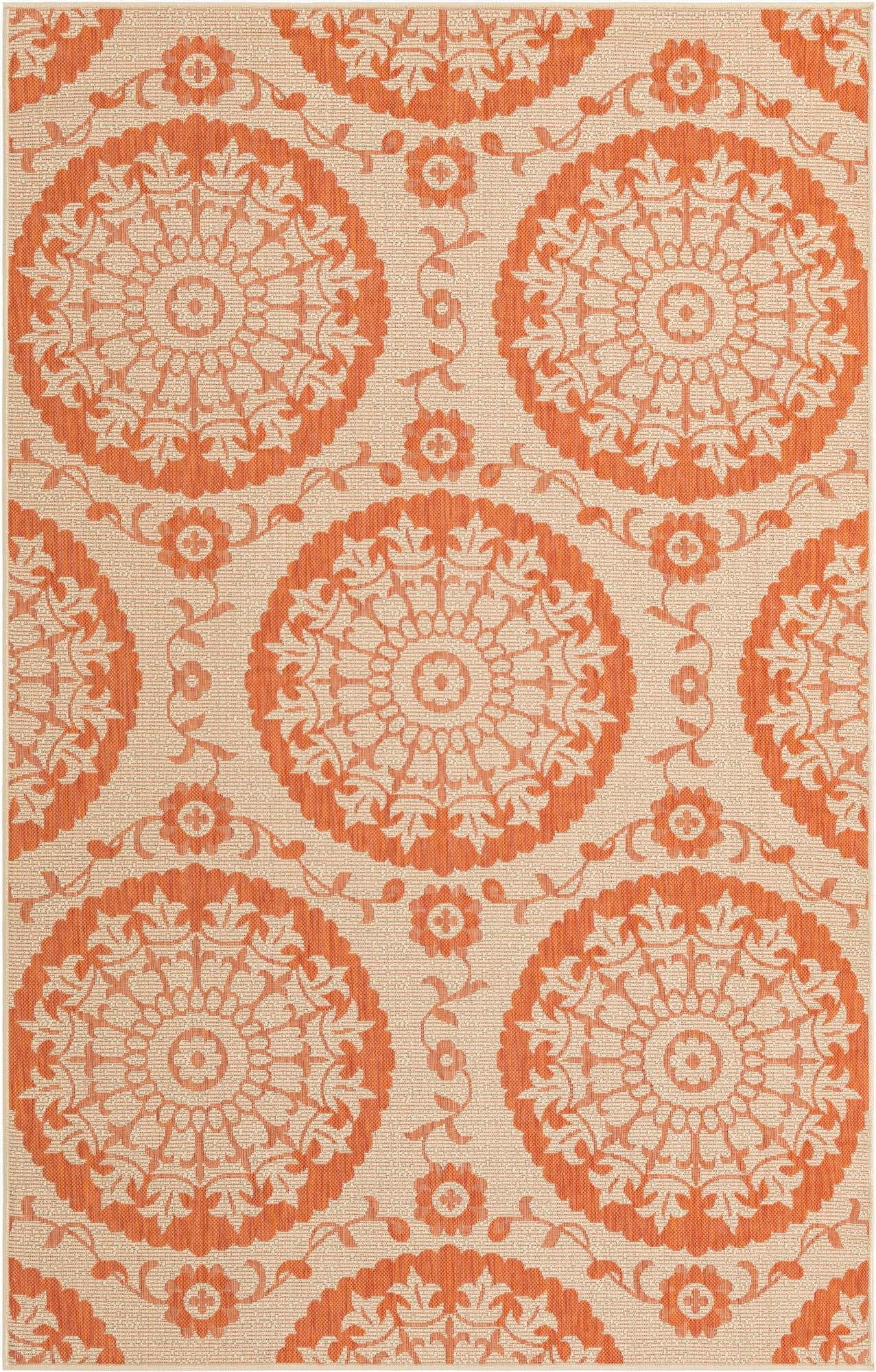 Primary image 5' 3 x 8'  Washable Botanical Indoor / Outdoor Rug