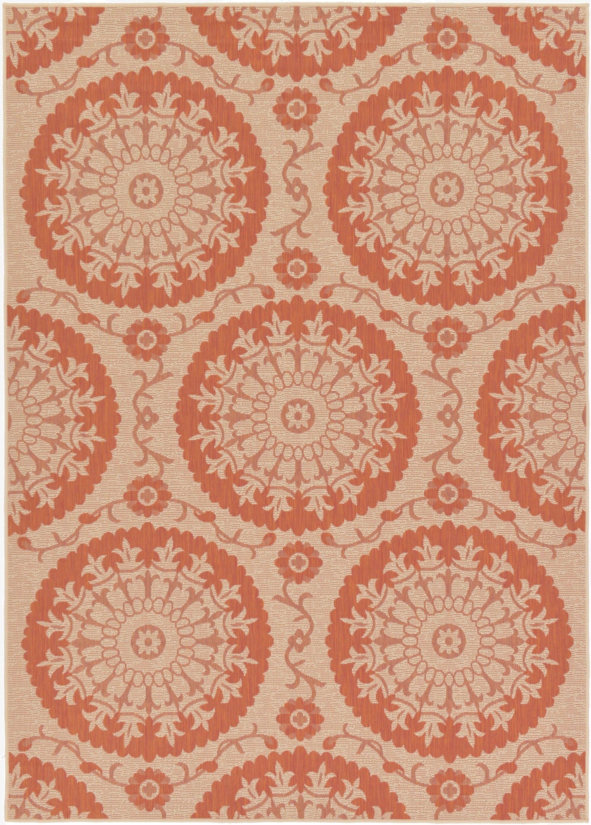 Terracotta Easy-Clean Botanical Indoor / Outdoor Rug