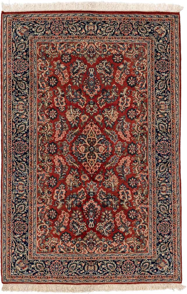 4' x 6' Hand Knotted Sarough Wool Rug