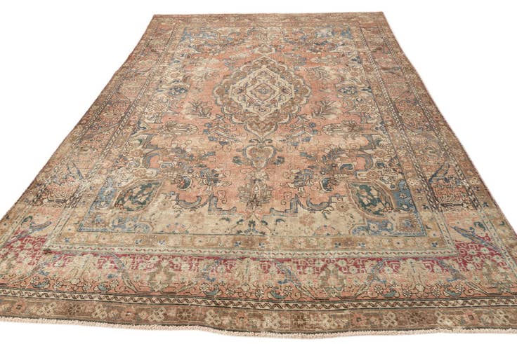 Detail image of 6' 10 x 10' 8 Hand Knotted Ultra Vintage Persian Wool Rug