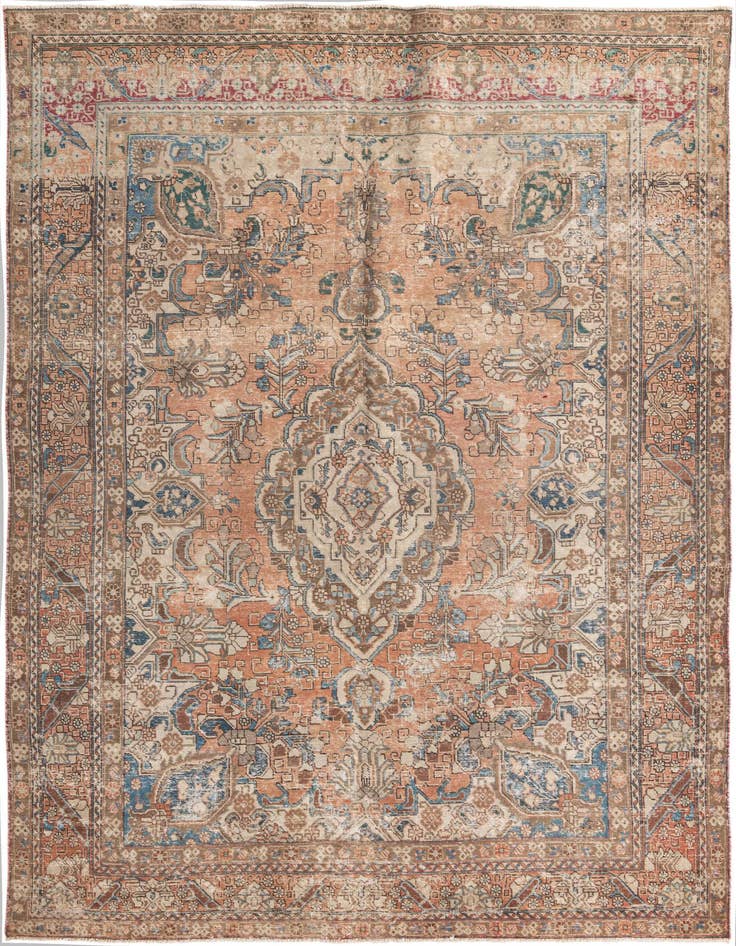 Detail image of 6' 10 x 10' 8 Hand Knotted Ultra Vintage Persian Wool Rug