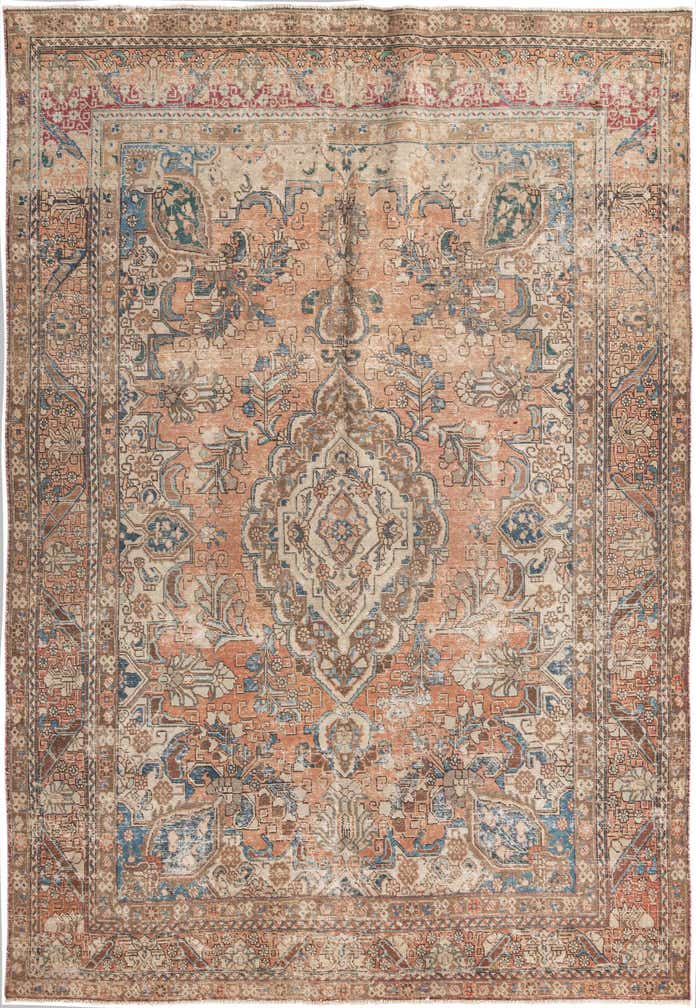 6' 10 x 10' 8 Hand Knotted Ultra Vintage Persian Wool Rug