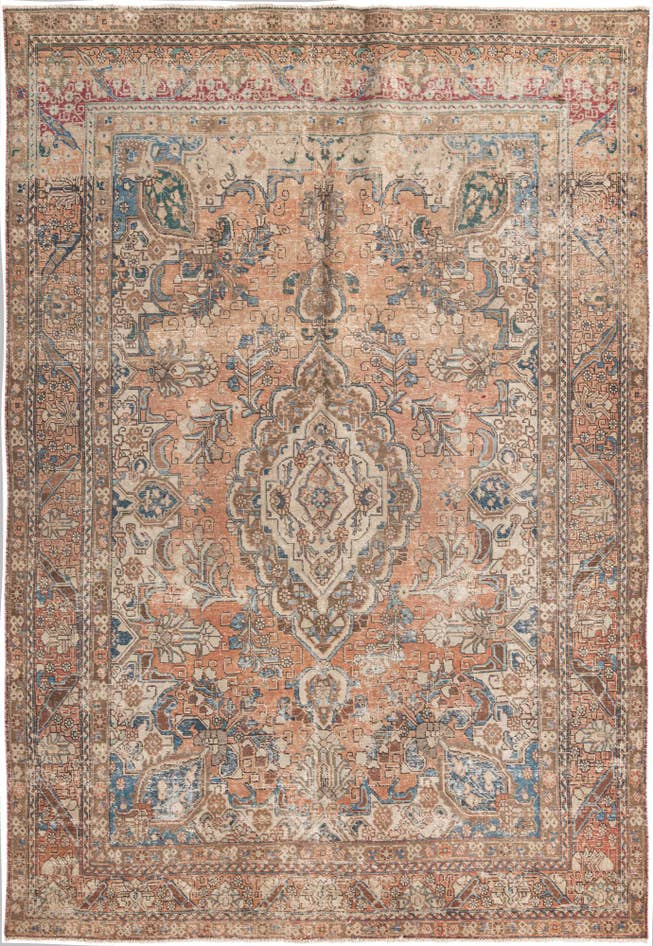 Detail image of 6' 10 x 10' 8 Hand Knotted Ultra Vintage Persian Wool Rug