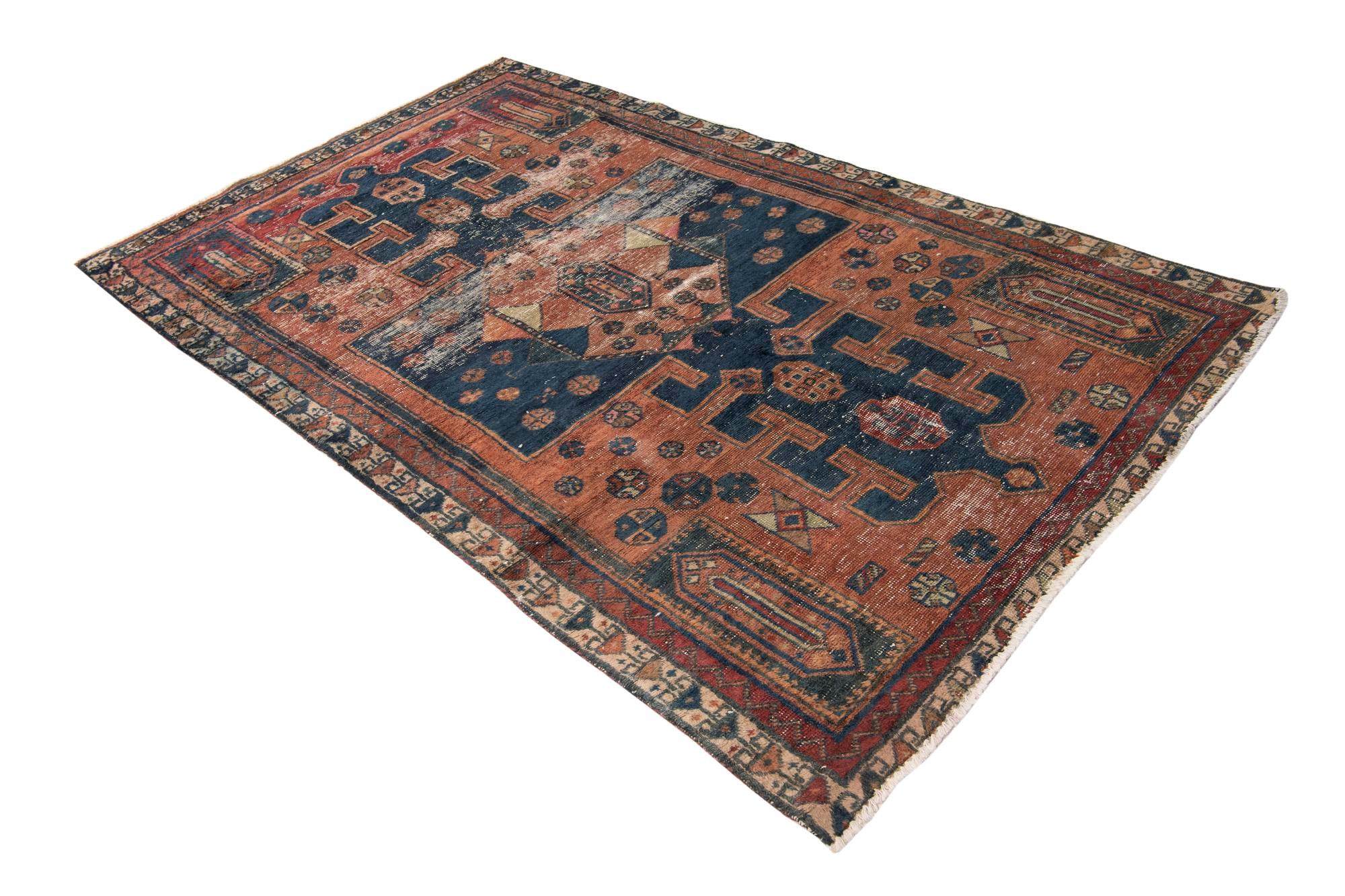 4' 7 x 7' 8 Hand Knotted Ultra Vintage Persian Wool Rug