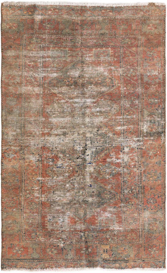 Detail image of 3' 2 x 5' 3 Hand Knotted Ultra Vintage Persian Wool Rug