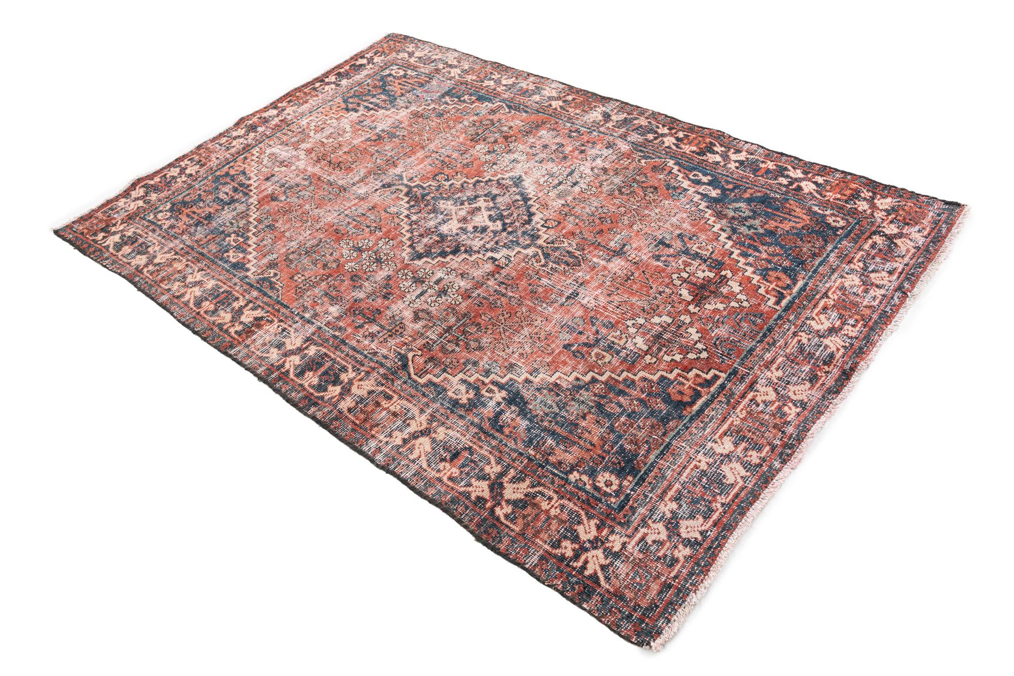 4' 3 x 6' 4 Hand Knotted Ultra Vintage Persian Wool Rug