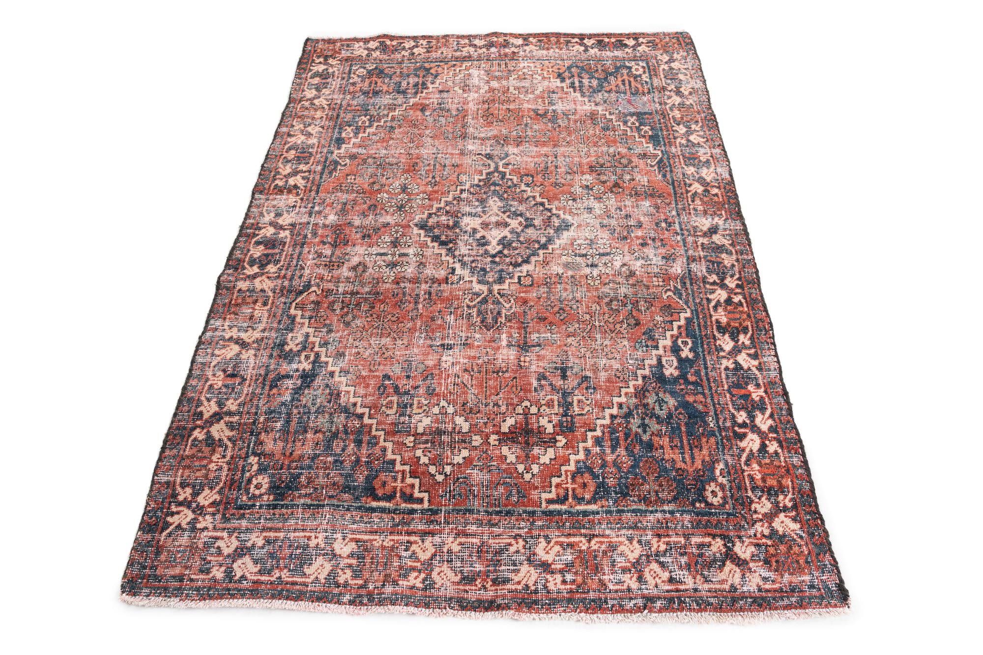 4' 3 x 6' 4 Hand Knotted Ultra Vintage Persian Wool Rug