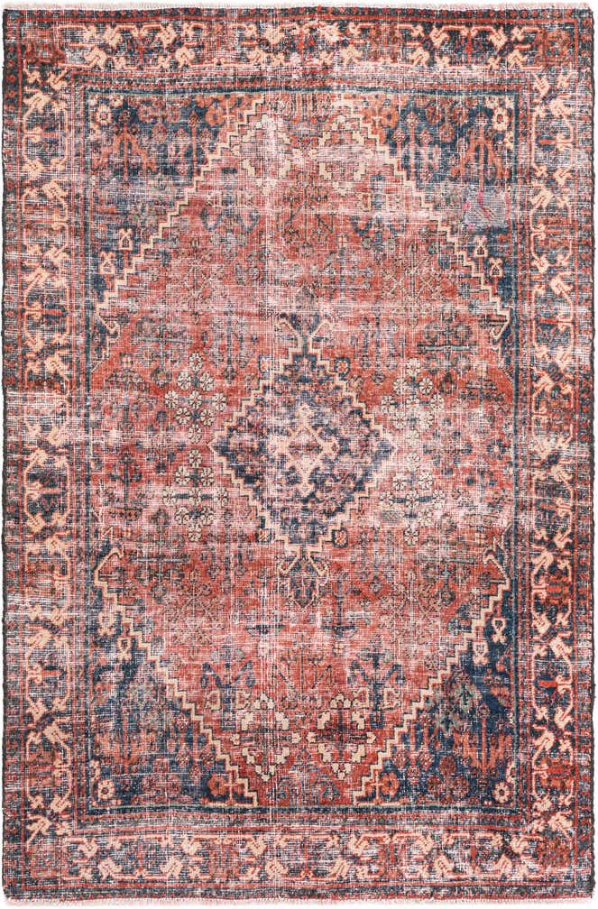 4' 3 x 6' 4 Hand Knotted Ultra Vintage Persian Wool Rug