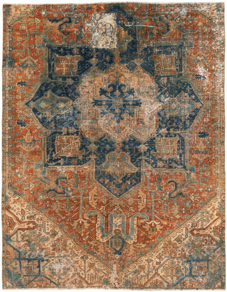 Detail image of 6' 2 x 7' 3 Hand Knotted Ultra Vintage Persian Wool Rug