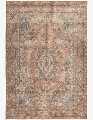 6' 10 x 10' 8 Hand Knotted Ultra Vintage Persian Wool Rug