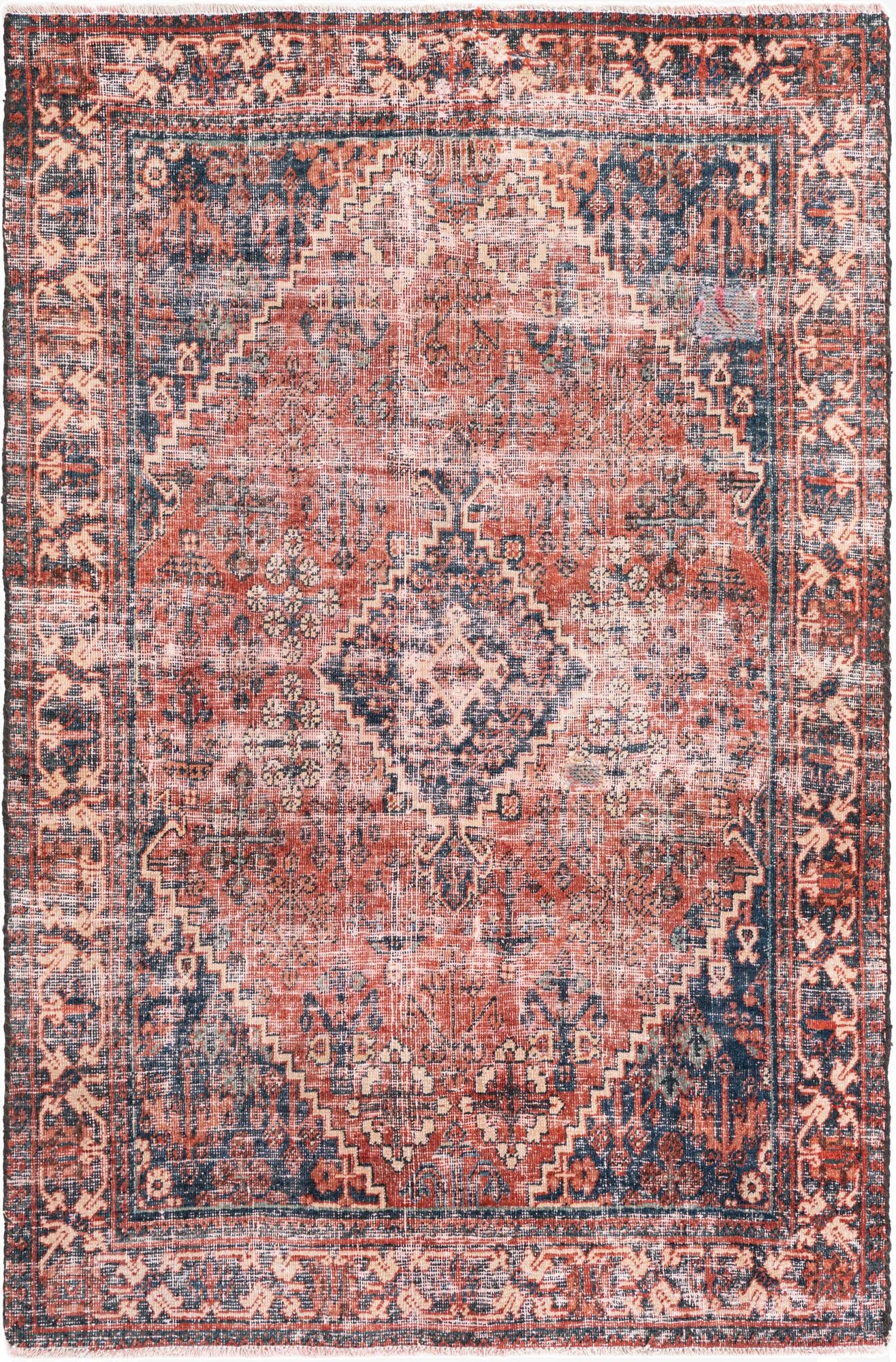 4' 3 x 6' 4  Hand Knotted Ultra Vintage Persian Wool Rug