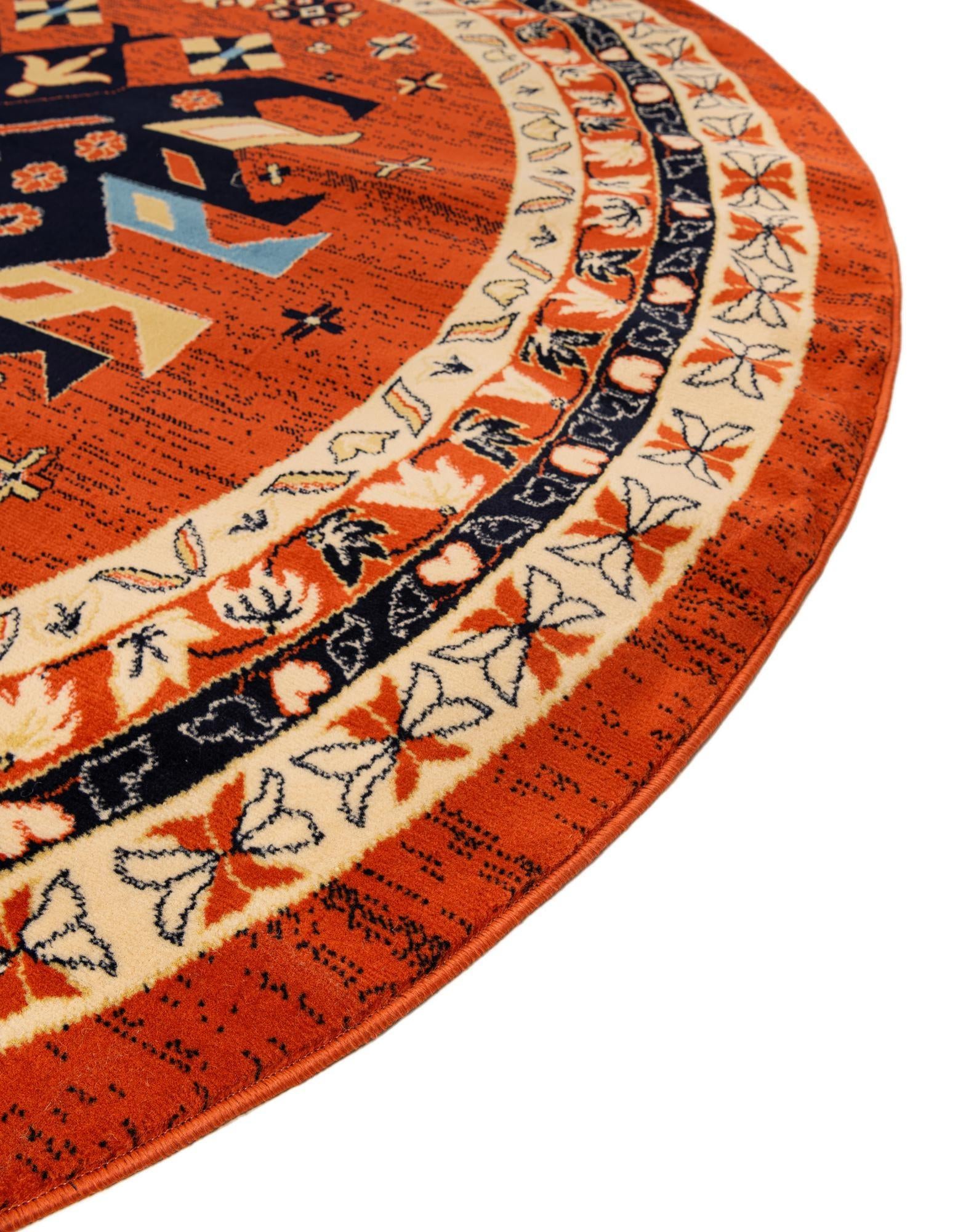 7' 10 x 7' 10 Heriz Design Round Rug