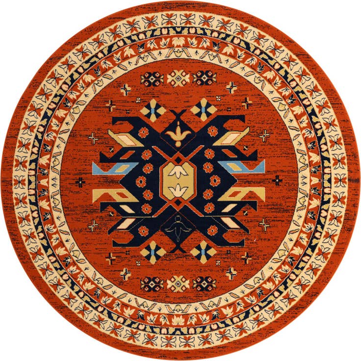 Detail image of 7' 10 x 7' 10 Heriz Design Round Rug