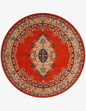 7' 10 x 7' 10 Mashad Design Round Rug