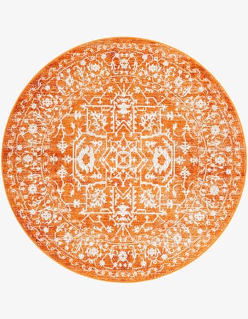 Terracotta Modern Classical Round Rug