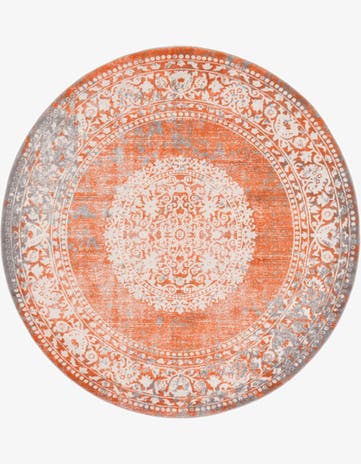 Terracotta Modern Classical Round Rug