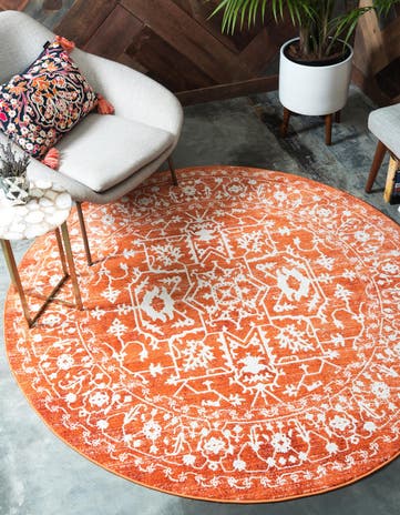 8' x 8' New Vintage Round Rug