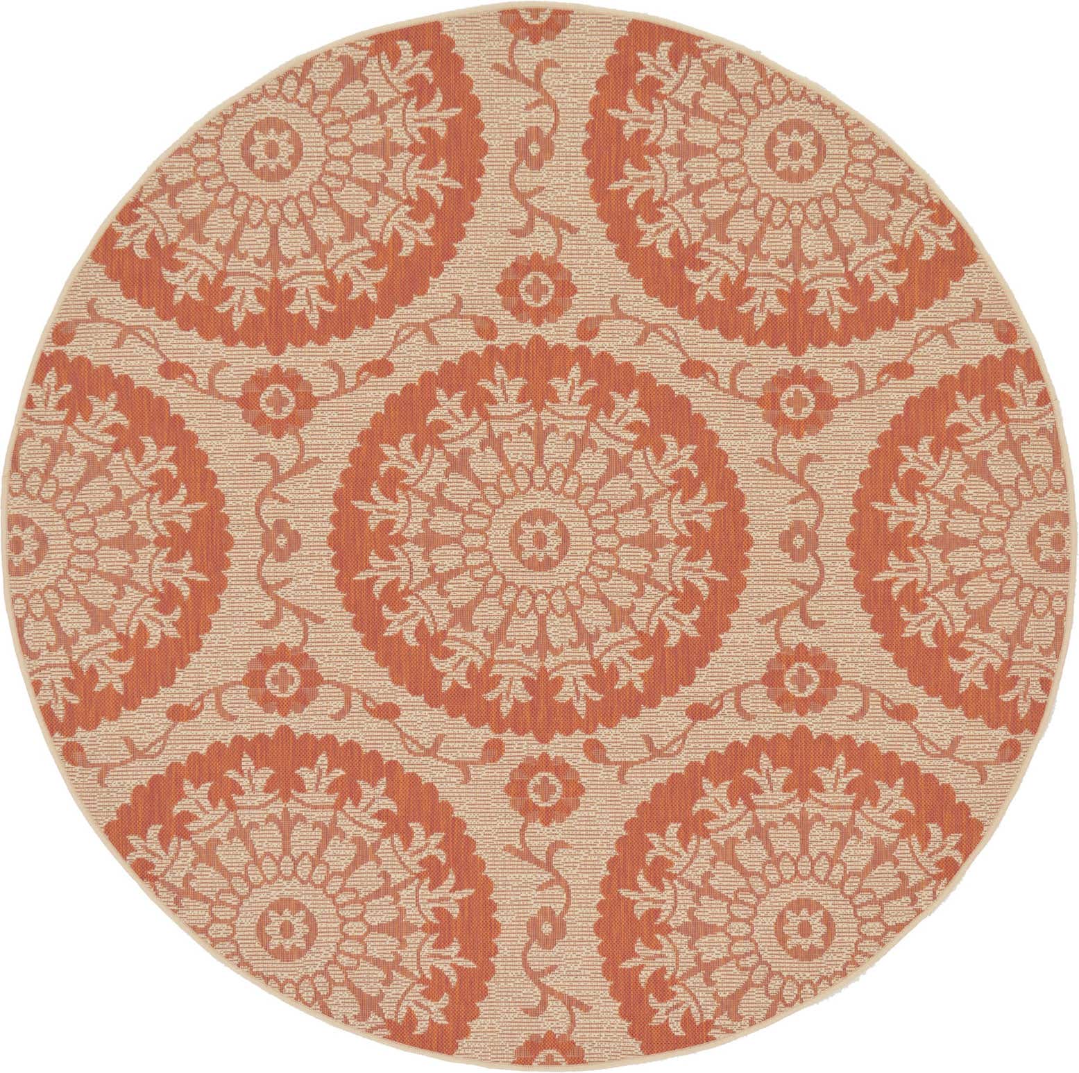 6' x 6' Easy-Clean Botanical Indoor / Outdoor Round Rug