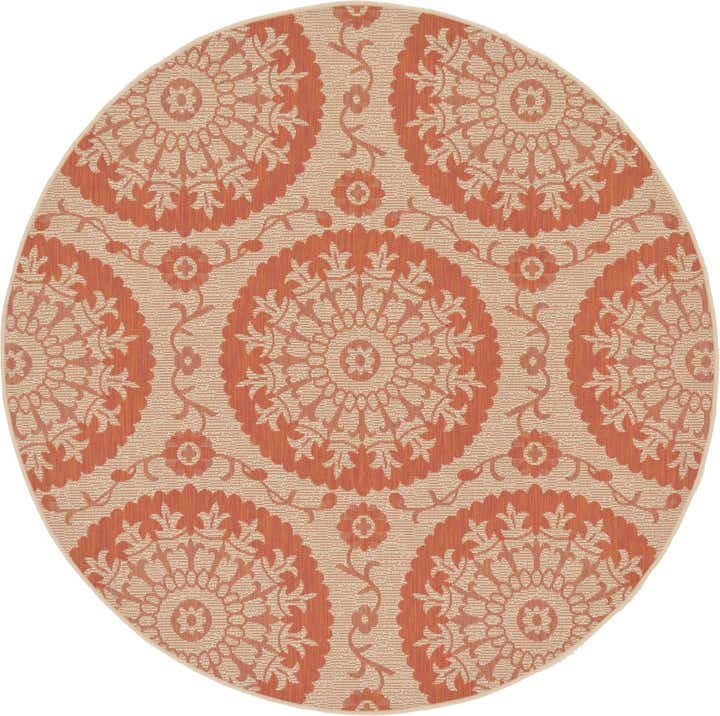 6' x 6' Easy-Clean Botanical Indoor / Outdoor Round Rug