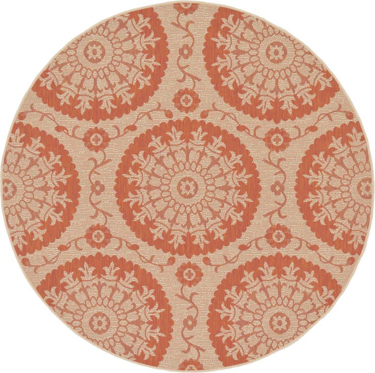 Detail image of 6' x 6' Easy-Clean Botanical Indoor / Outdoor Round Rug