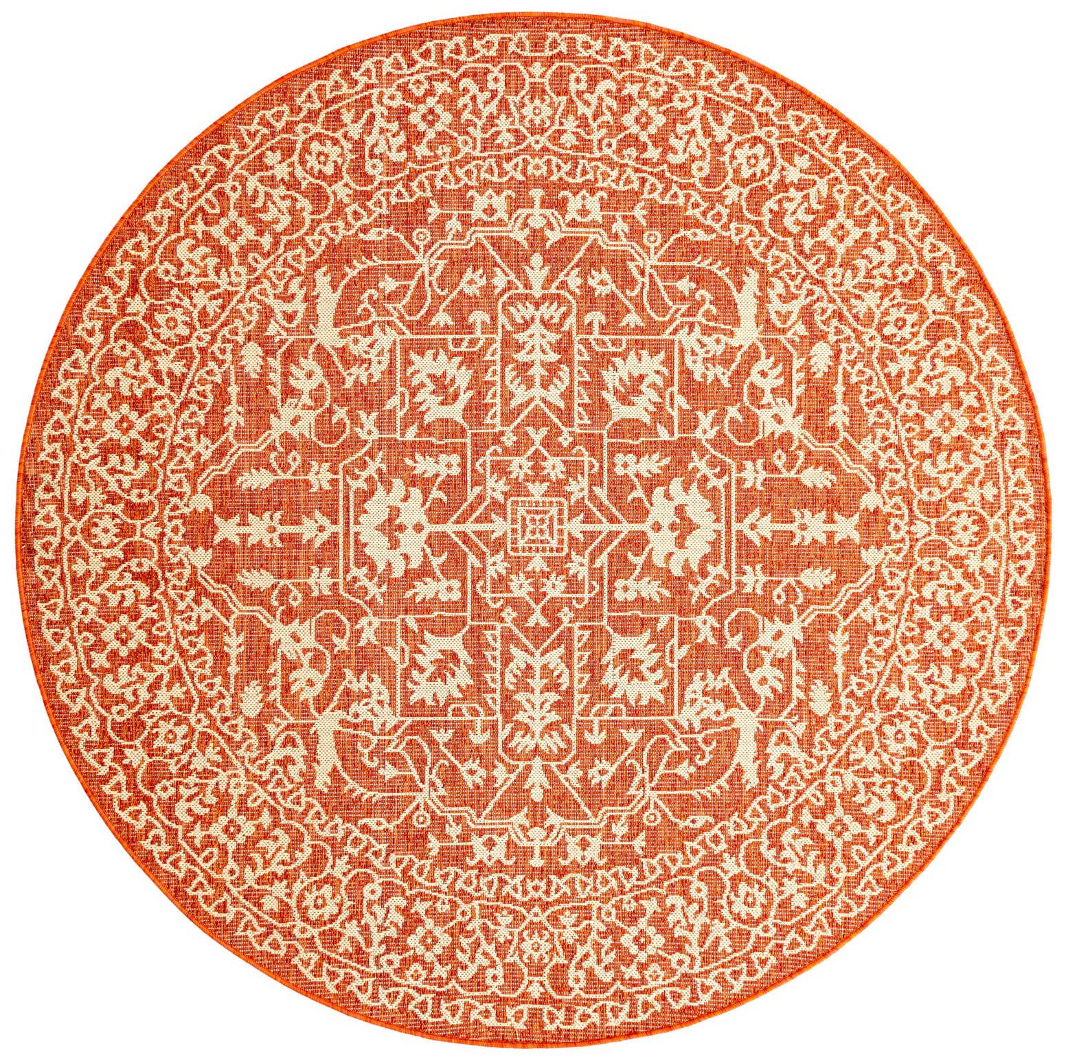 185cm x 185cm Easy-Clean Botanical Indoor / Outdoor Round Rug