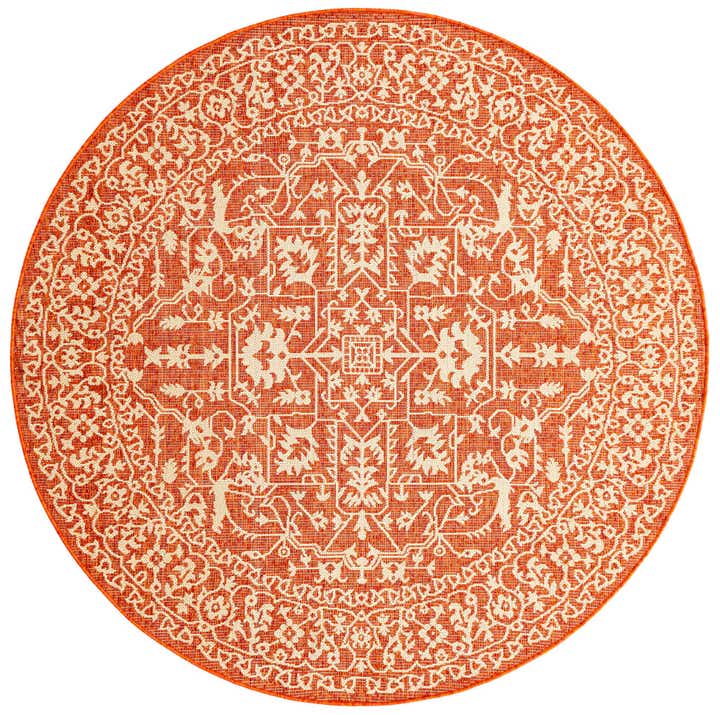 185cm x 185cm Easy-Clean Botanical Indoor / Outdoor Round Rug