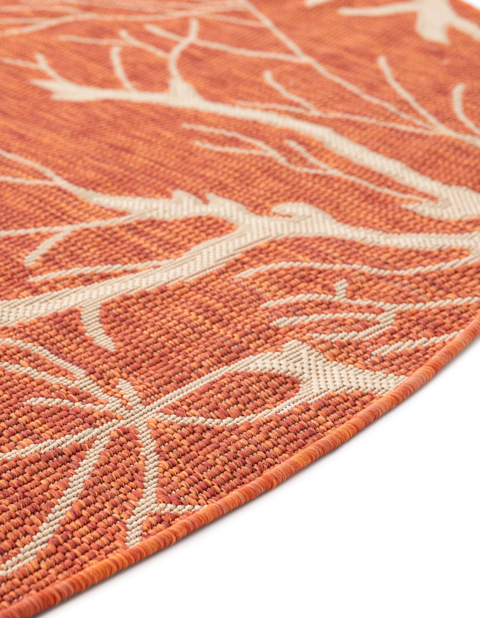 6' x 6' Easy-Clean Botanical Indoor / Outdoor Round Rug