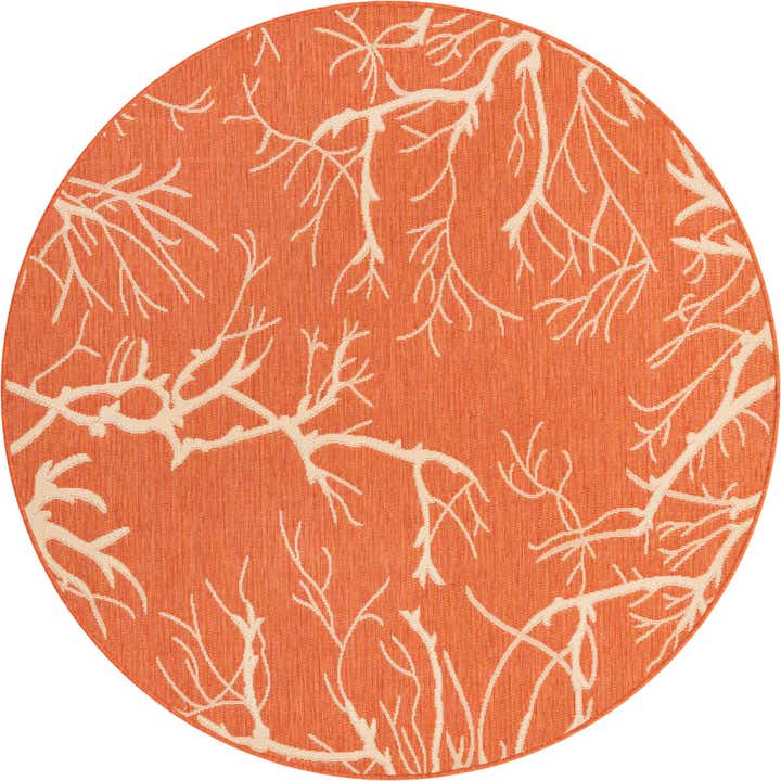 6' x 6' Easy-Clean Botanical Indoor / Outdoor Round Rug