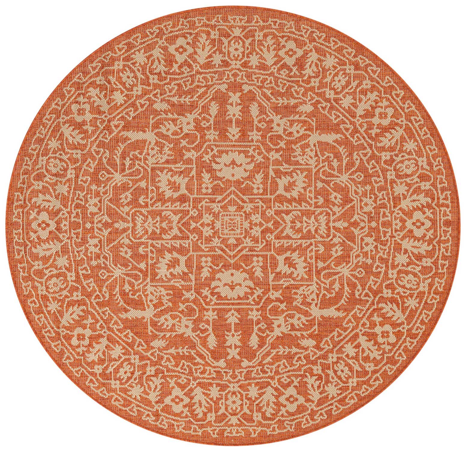 5' 3 x 5' 3 Easy-Clean Botanical Indoor / Outdoor Round Rug