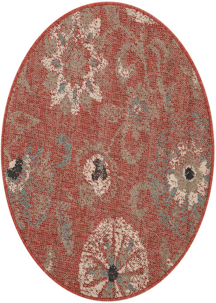 3' x 3' Easy-Clean Botanical Indoor / Outdoor Round Rug