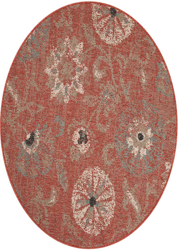 4' x 4' Easy-Clean Botanical Indoor / Outdoor Round Rug
