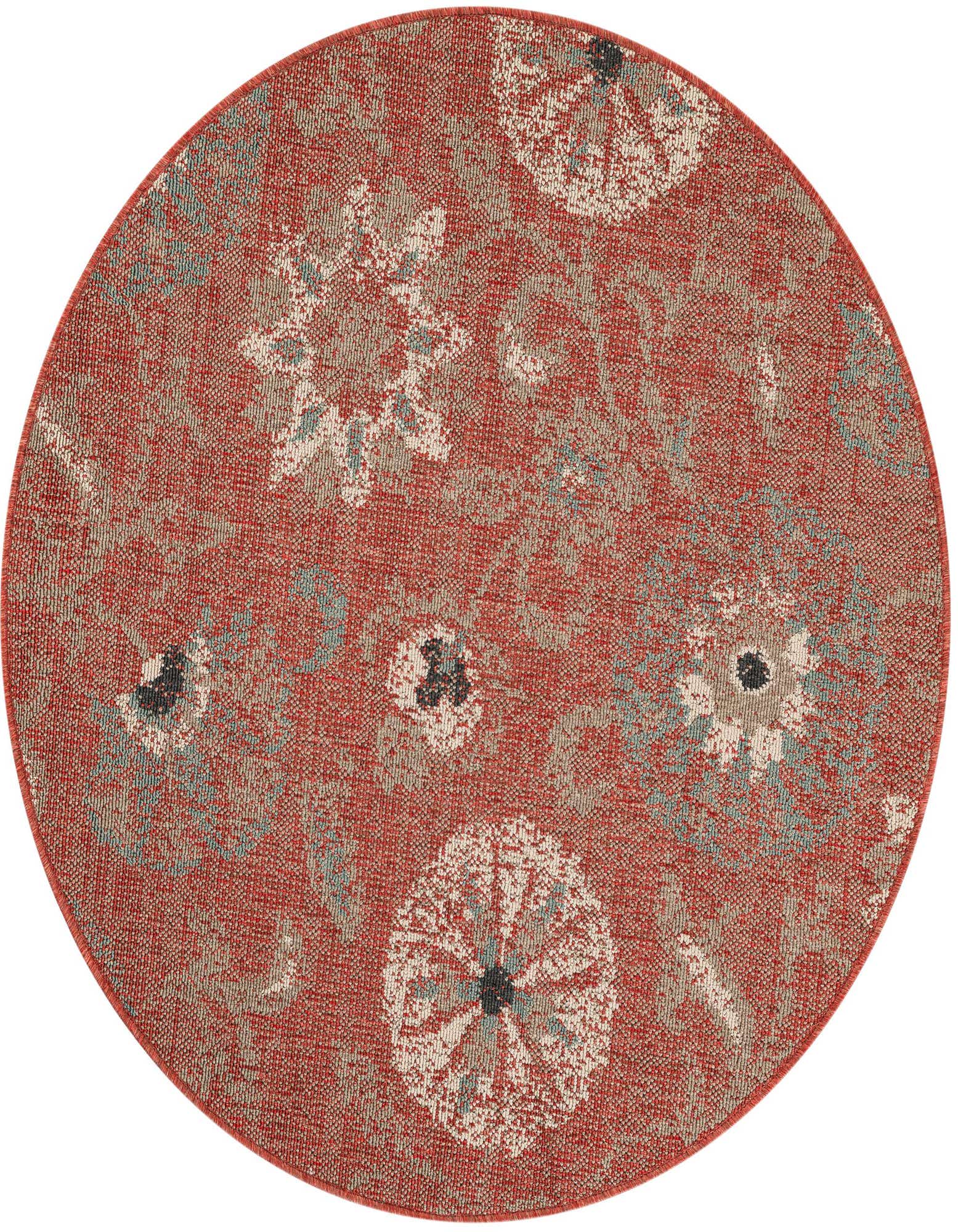 4' x 4' Easy-Clean Botanical Indoor / Outdoor Round Rug